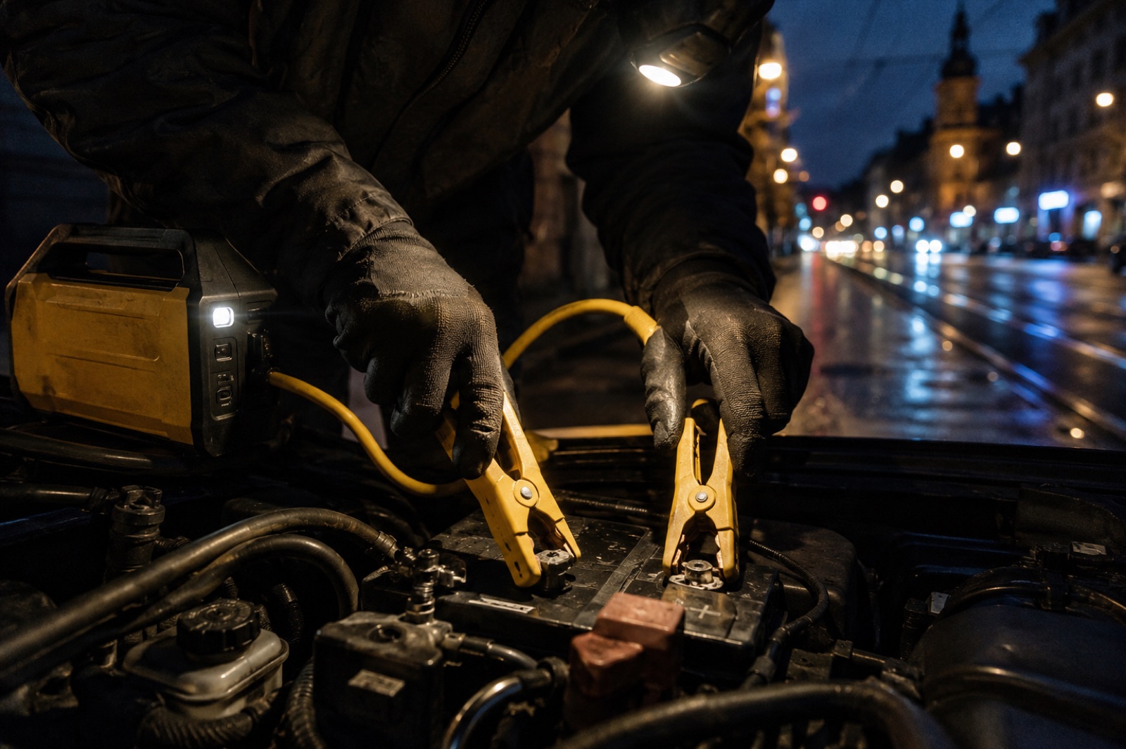 Depannage batterie voiture la nuit a Anderlecht - cables et booster pro ABD