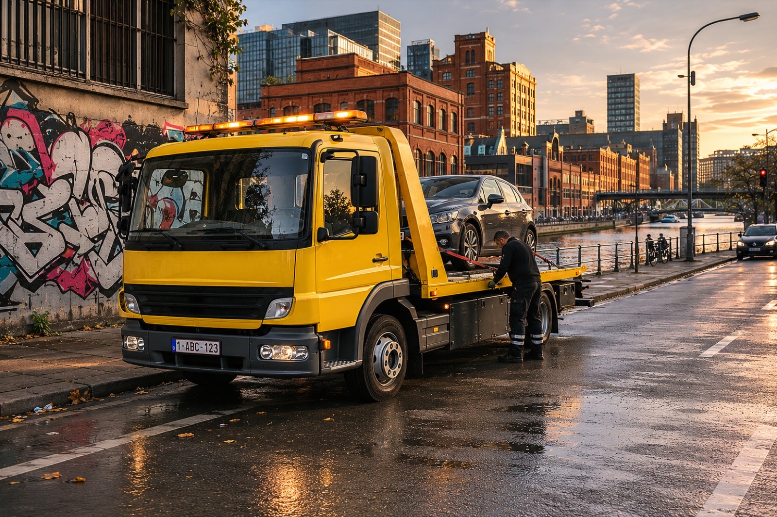 Depannage Molenbeek 1080 - camion ABD sur la chaussee de Gand