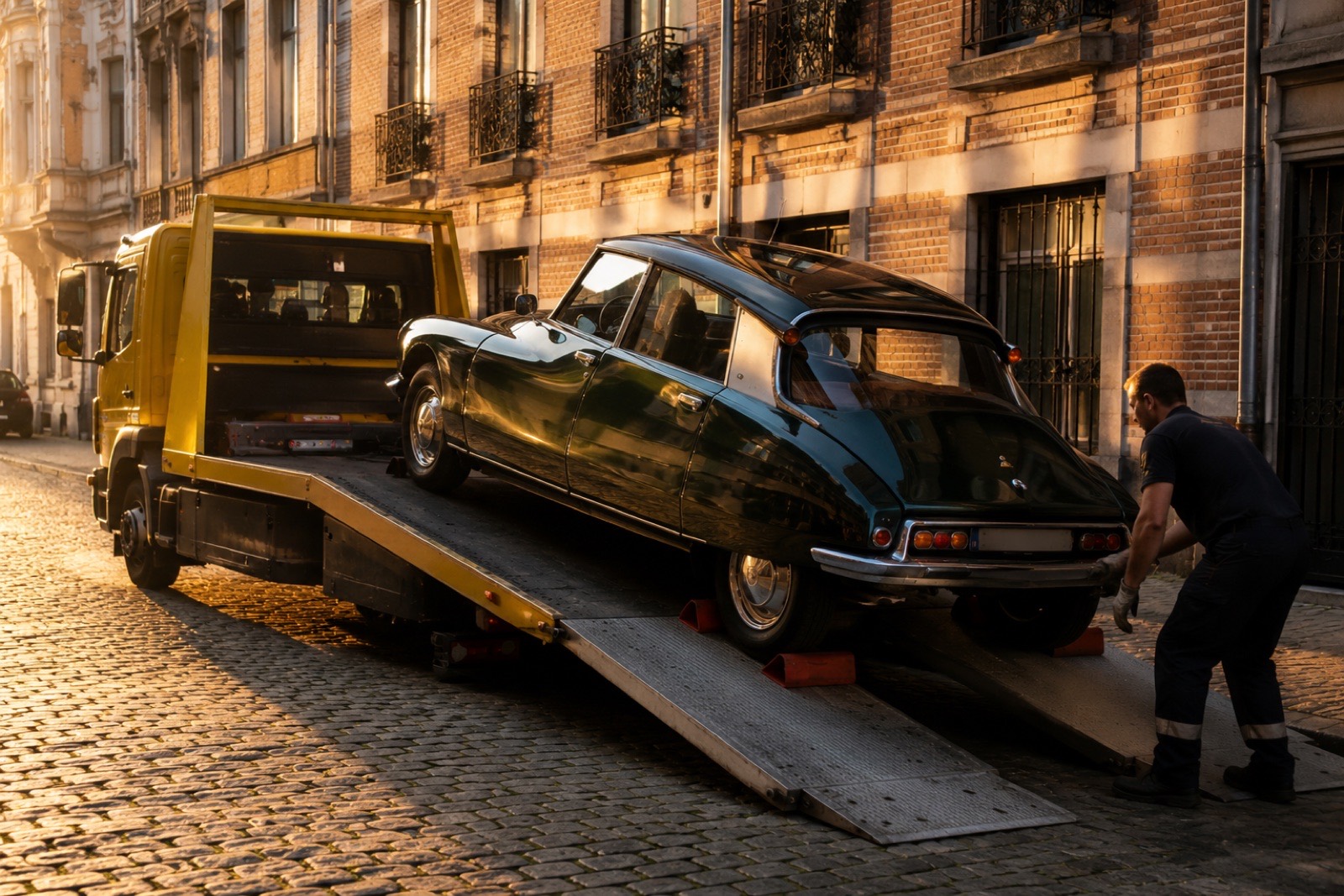 Remorquage vehicule special Citroen DS de collection a Bruxelles par ABD